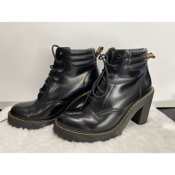 Doc Marten’s Black Smooth Leather High Healed Persephone Size 9 Pre-Owned EUC - Picture 3 of 9